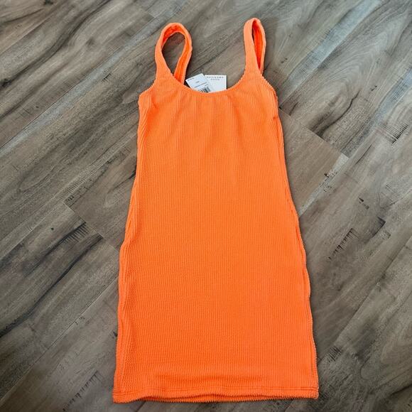 GOOD AMERICAN COVER UP WOMENS ALWAYS FITS MINI DRESS ORANGE-CREAM texture xs s - Picture 4 of 7